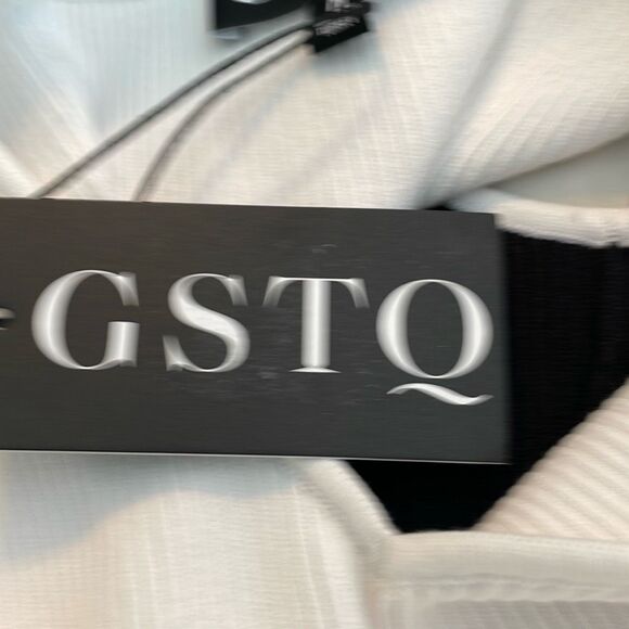 GSTQ Colorblock Sweater V-Neck Midi Dress Black White Knit M - Picture 7 of 11